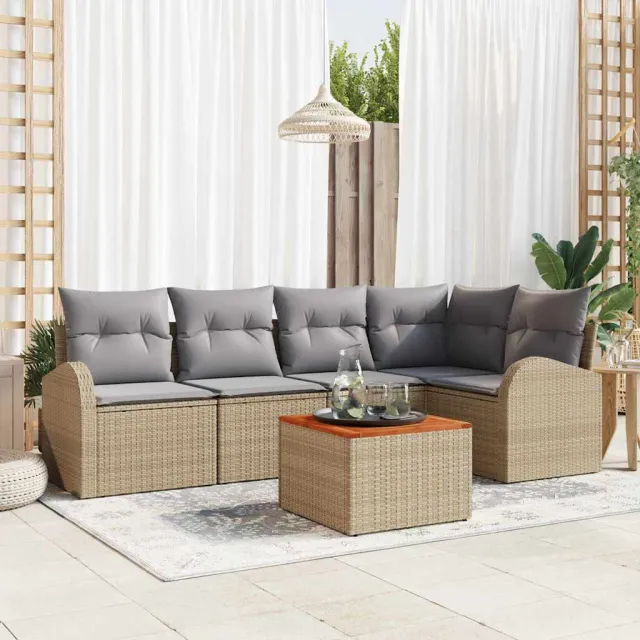 vidaXL Tuinbankenset 6 st Beige poly rattan, foto 2