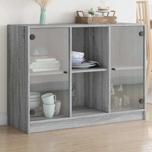 vidaXL Dressoir 102x37x75,5 cm bewerkt hout grijs sonoma eikenkleurig