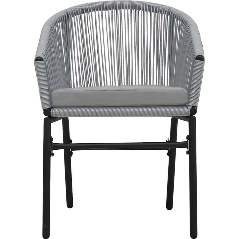 vidaXL 3-delige Bistroset met kussens PE-rattan grijs