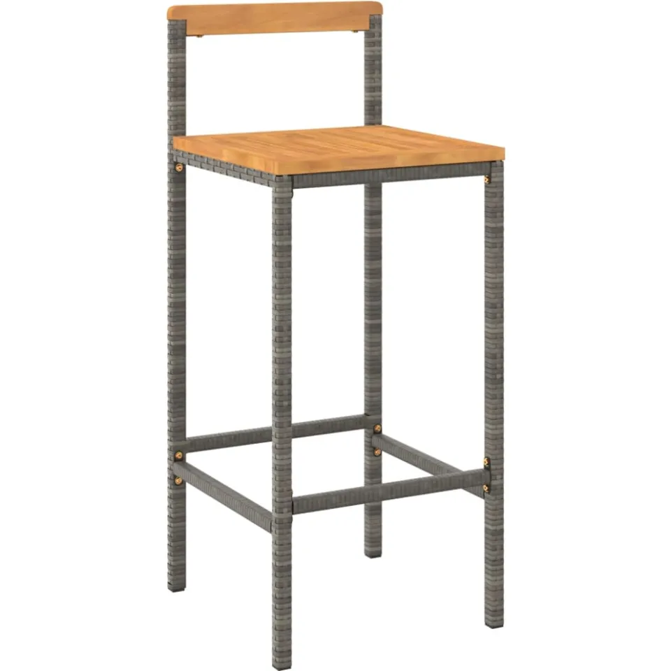 vidaXL Barkrukken 4 st poly rattan en massief acaciahout grijs