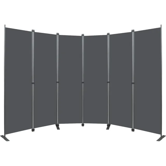 in& out door furniture Ruimteverdeler, groot, paravent-scherm, 6-delig, 304 x 180 cm, privacybescherming voor binnengebruik, vrijstaand, voor kantoor, slaapkamer, woonkamer, eetkamer, werkkamer - Grijs 304*180cm Donkergrijs
