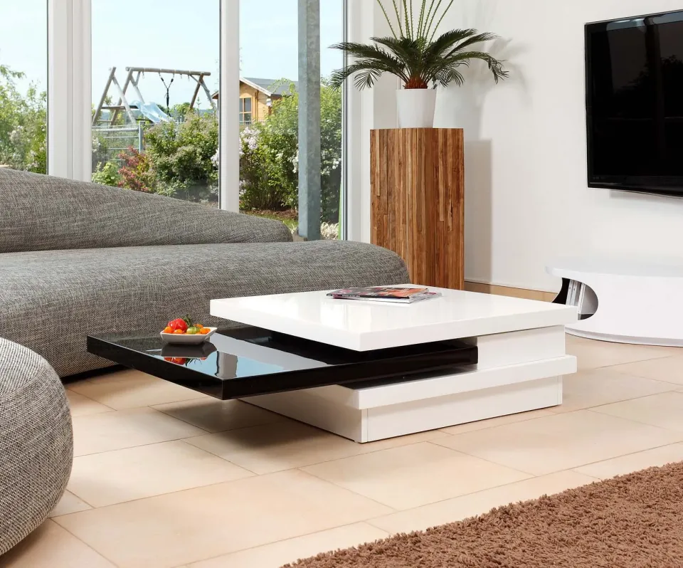 salontafel Gina hoogglans wit en zwart, foto 2