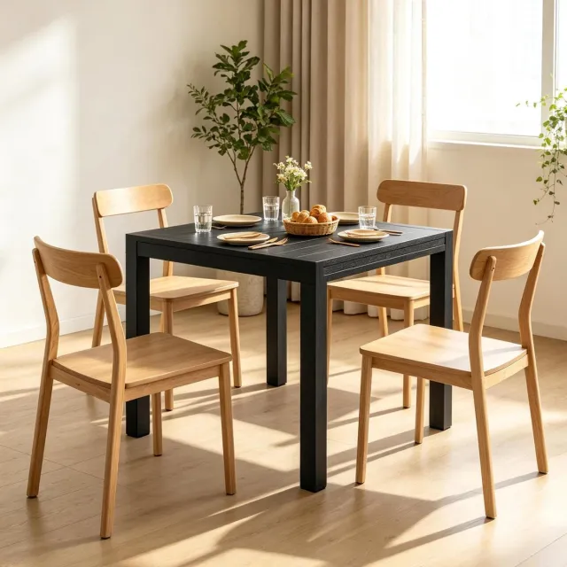 MODFU Tuintafel - Uitschuifbaar - Rechthoek - Aluminium - Zwart - 4-6 Personen - 160 X 80 Cm