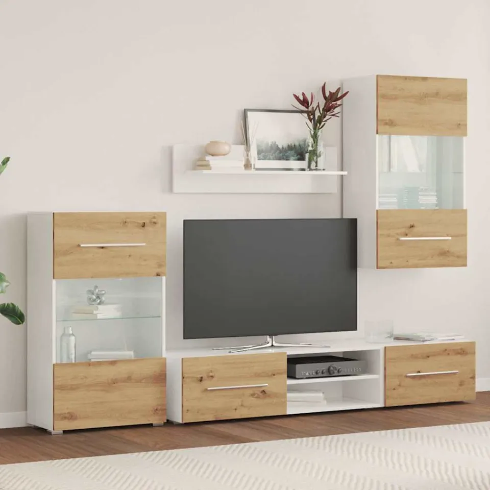 vidaXL 5-delige Tv-meubels met LED bewerkt hout artisanaal eikenkleur, foto 3
