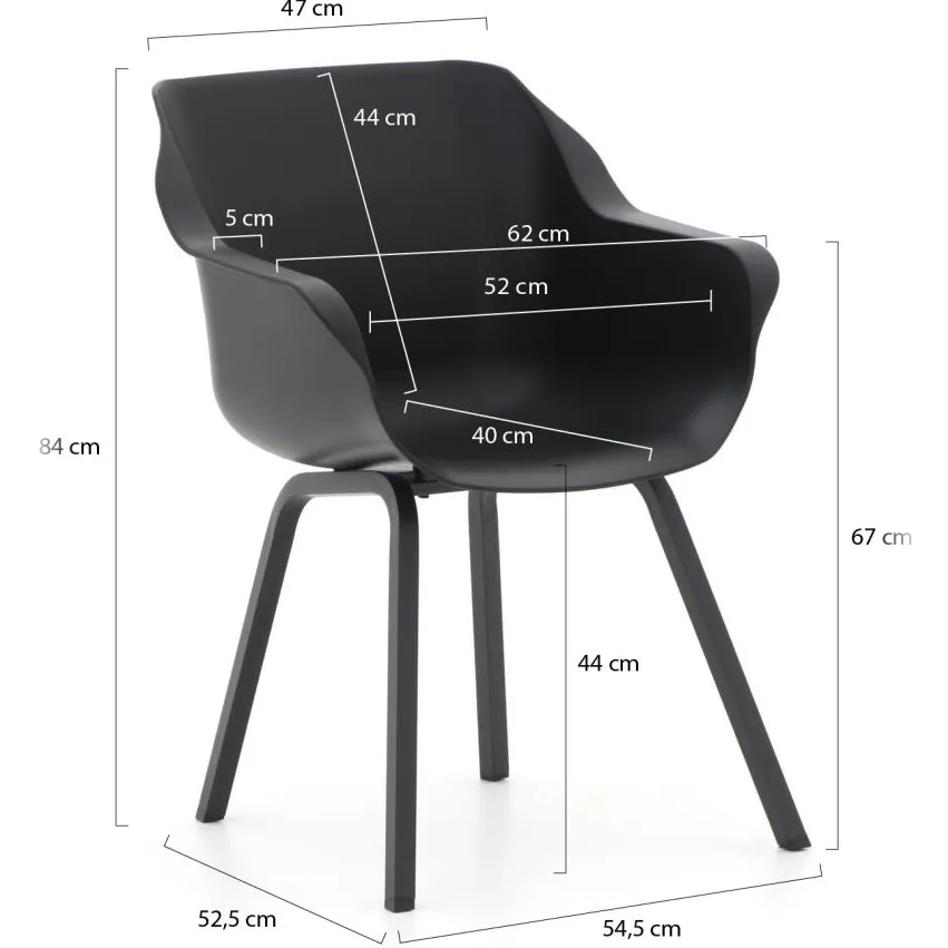 Hartman tuinmeubelen Hartman Sophie Element/Studio 170cm dining tuinset 5-delig Zwart