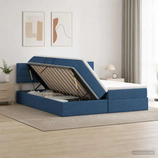 vidaXL Opslag bed met hoofdeinde 2 st Blauw Nep Leer