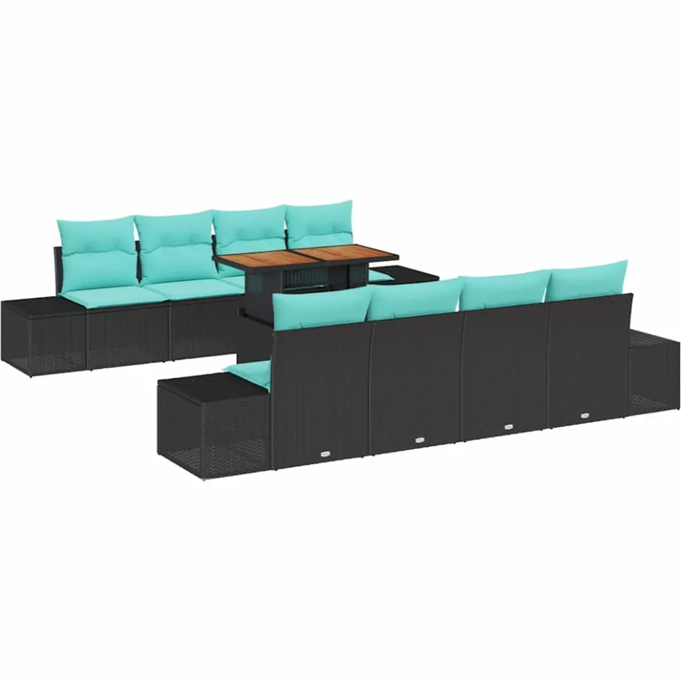 vidaXL Tuin Sofa Set 9 st Zwart Poly riet