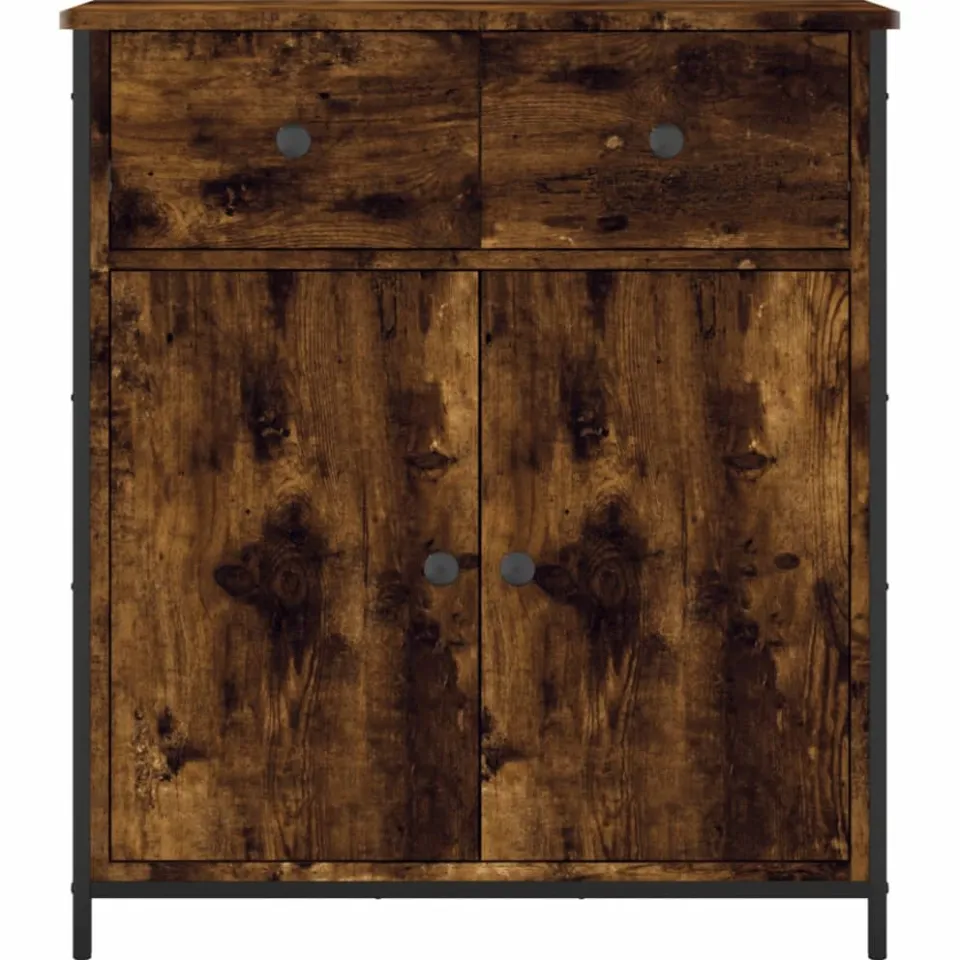 vidaXL Dressoir 70x30x80 cm bewerkt hout gerookt eikenkleurig, foto 4