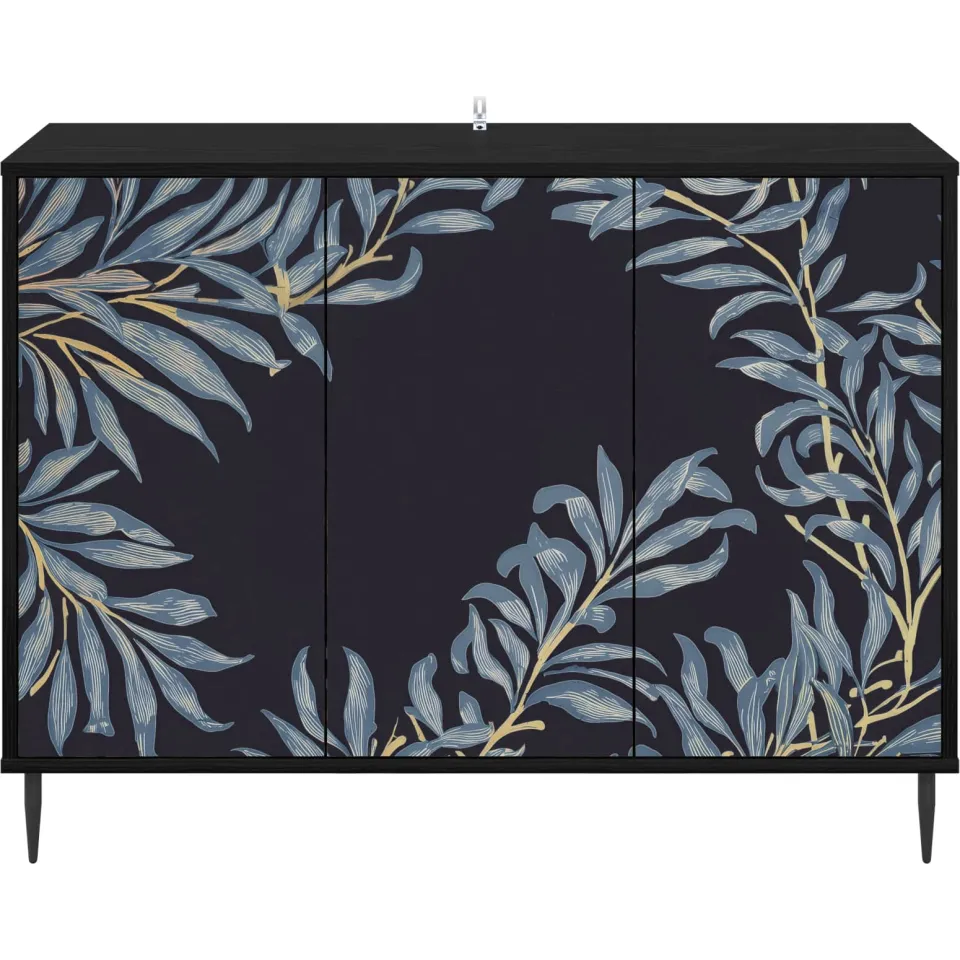 vidaXL Dressoir DOKKUM Zwart eiken 102 x 33 x 76 cm Bewerkt hout, foto 4