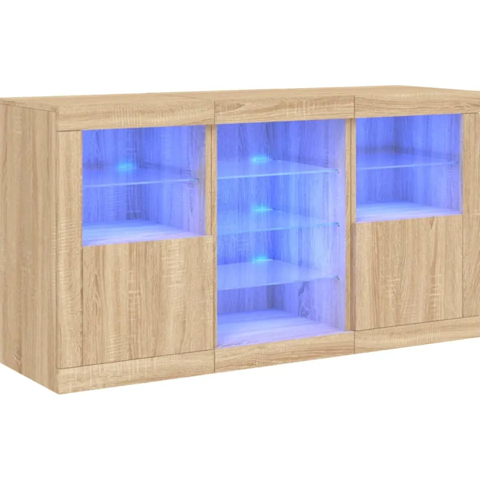 vidaXL Dressoir met LED-verlichting 123x37x67 cm sonoma eikenkleurig, foto 3
