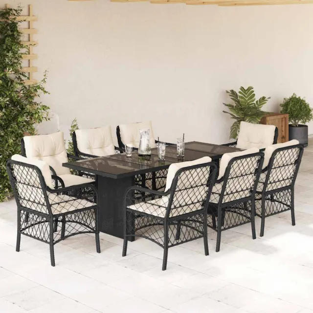 vidaXL 9-delige Tuinset poly rattan zwart, foto 2