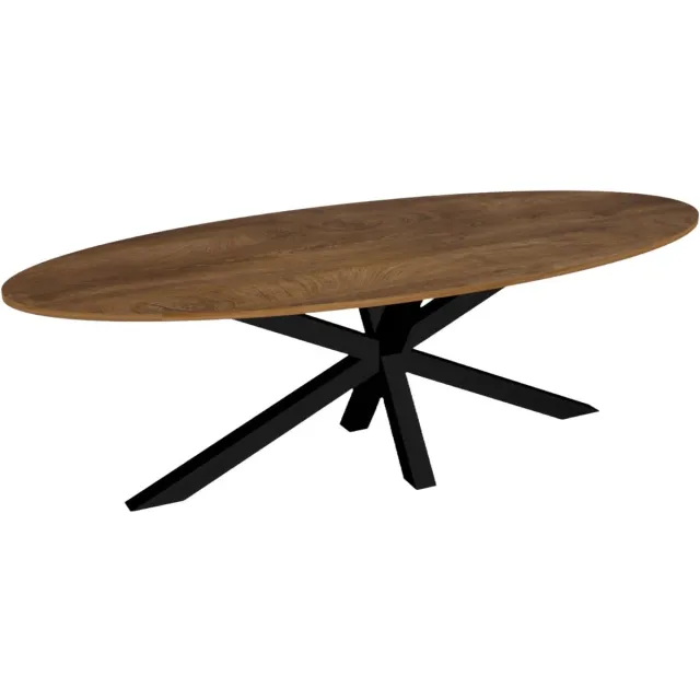 Lizzely Garden & Living Eettafel ovaal 260cm Rato bruin ovale tafel MDF eetkamertafel
