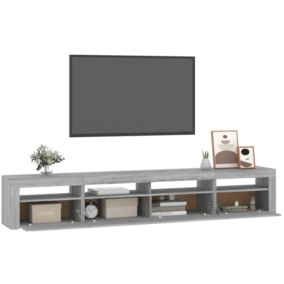 vidaXL Tv-meubel met LED-verlichting 240x35x40 cm grijs sonoma eiken, foto 3