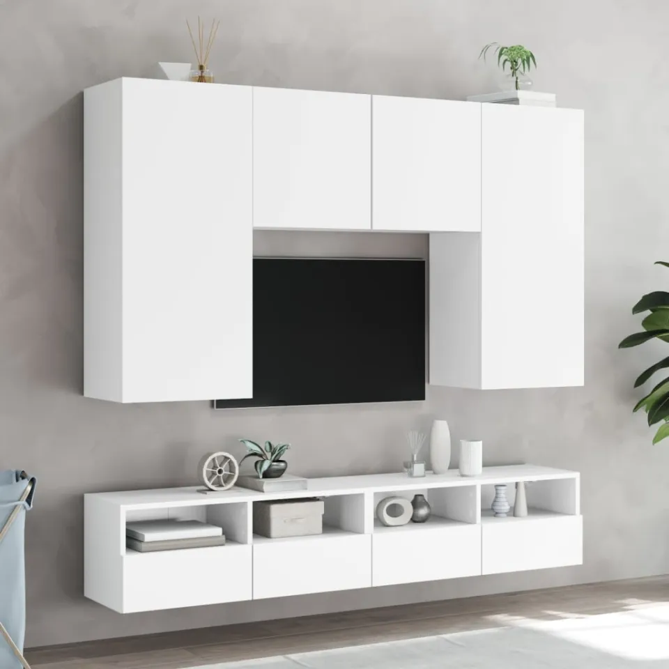 vidaXL Tv-wandmeubels 2 st 80x30x30 cm bewerkt hout wit, foto 4