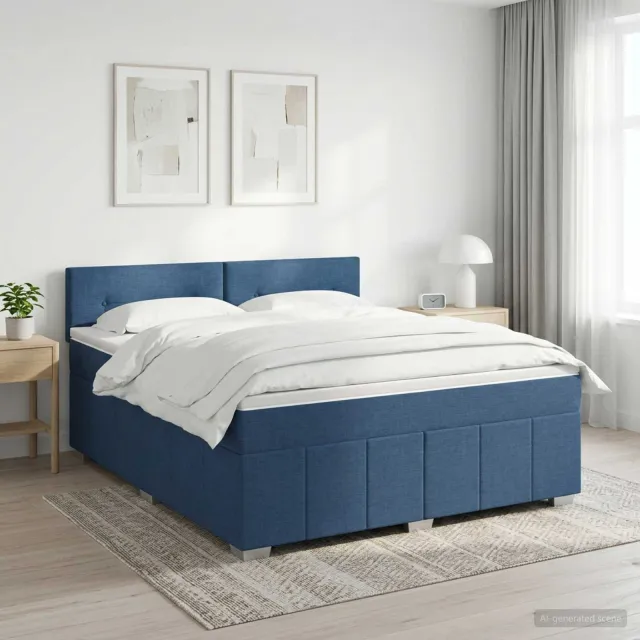 vidaXL Boxspringbed met matras met hoofdeinde Blauw 140 x 190 cm Stof