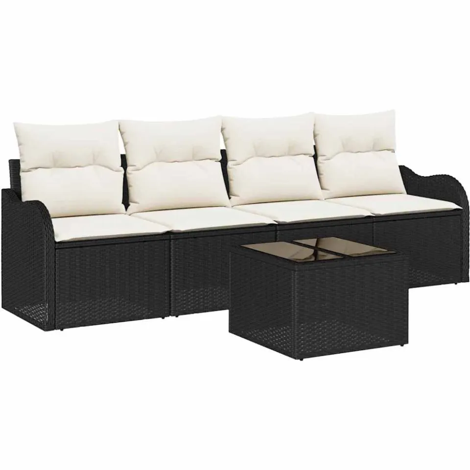 vidaXL Tuin Sofa Set Zwart poly rattan