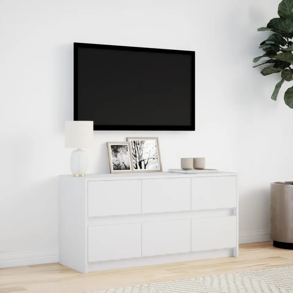 vidaXL Tv-meubel met LED 100x34x50 cm bewerkt hout wit, foto 2