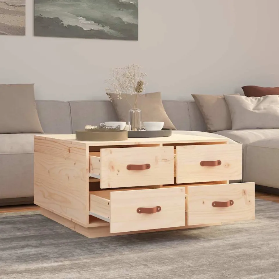 vidaXL Salontafel 80x80x45 cm massief grenenhout bruin, foto 4