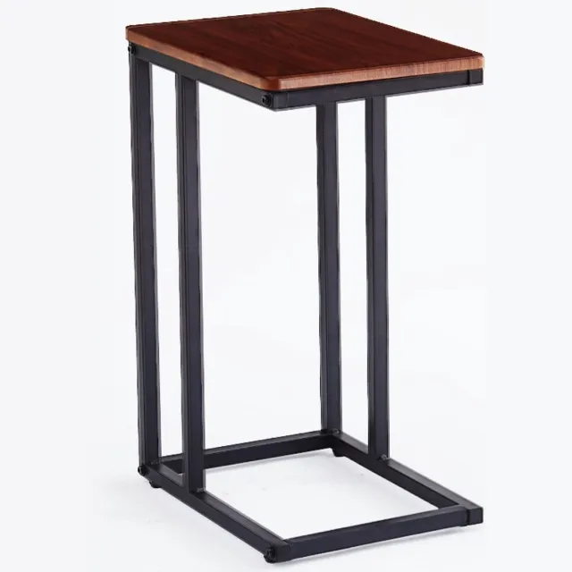 Ceruzo Bijzettafel – C shape- Banktafeltje- Metaal - Bruin MDF – 60cm H