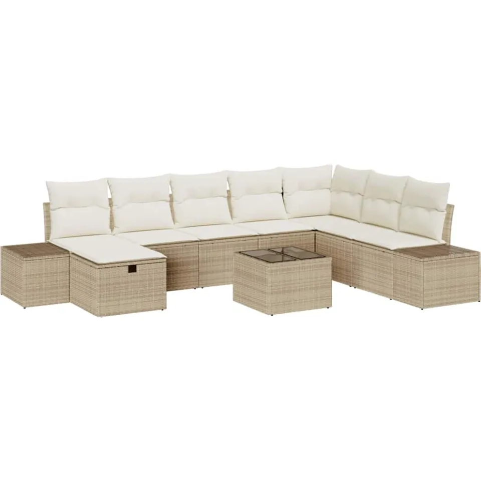 vidaXL Tuin Sofa Set 9 st Beige poly rattan