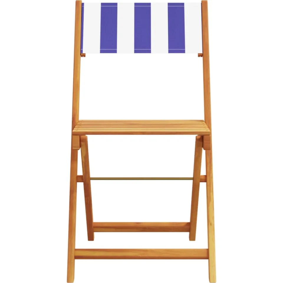 vidaXL 3-delige Bistroset stof en massief hout blauw en wit, foto 4
