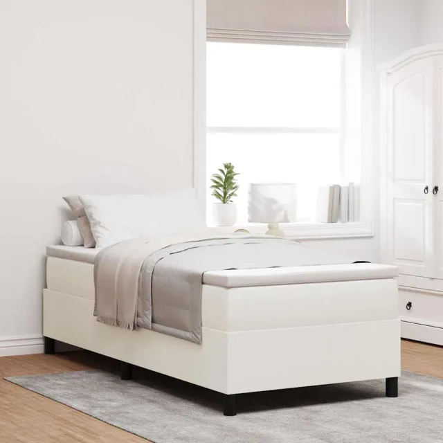 vidaXL Platform bedframe Crème 90 x 190 cm Katoen Stof
