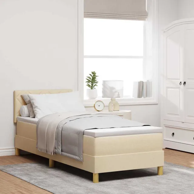 vidaXL LED Box Spring Bed met hoofdeinde Crème 80 x 200 cm Stof