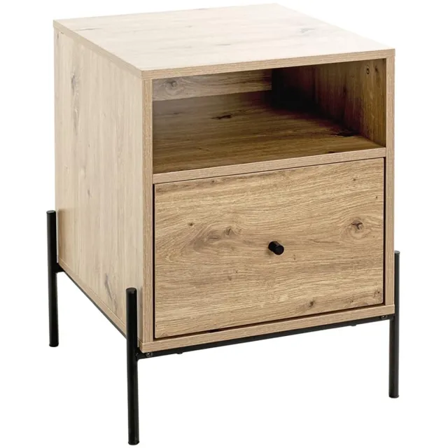 Unyqoos Moderne eiken console met stalen frame en softclose lade Bruin