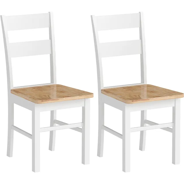 Homcom Eetkamerstoel Rubberhout 50,5L x 40B x 88,5H cm Eiken Eiken en Wit