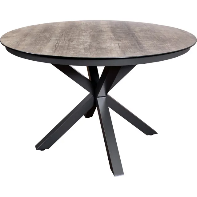 SenS-Line Tuintafel Donna Rond ø120x75 cm - Houtkleur Keramiek - 4-6 Personen Antraciet