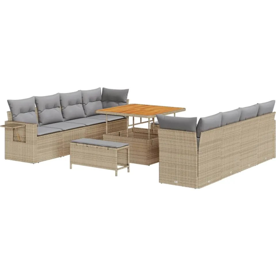 vidaXL Tuin Sofa Set 11 st Beige Poly riet