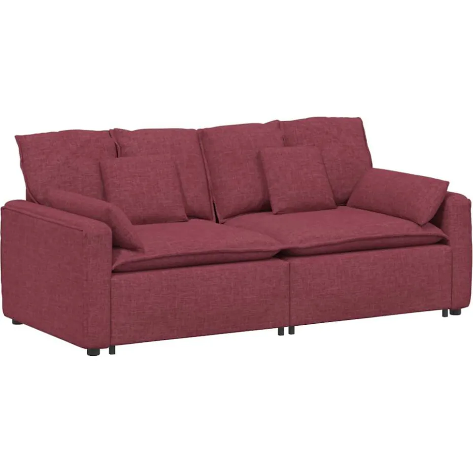vidaXL Modulaire bank met kussens wijnrood