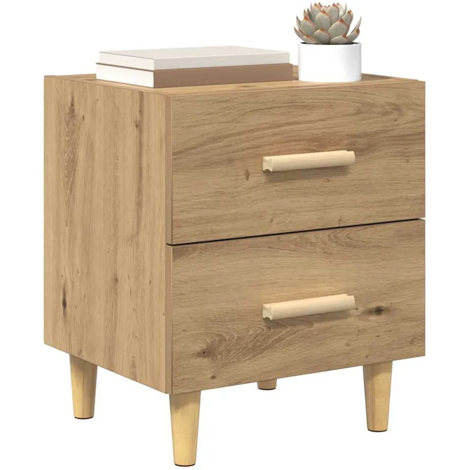 vidaXL Bed kast 2 st Artisan Eiken 40 x 35 x 47.5cm Bewerkt hout Bruin
