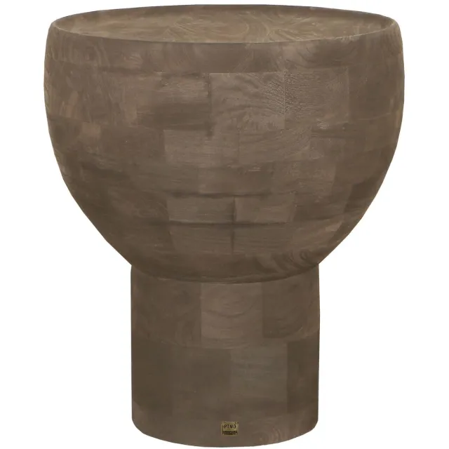 PTMD Erno Brown Mango Wood Sidetable On Base Round