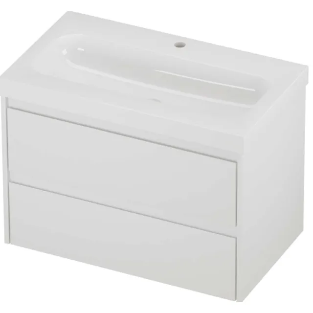 Proline Haga Badmeubelset Polystone Mezza 1 Kraangat 80x46x58 cm Glans Wit Mat Wit