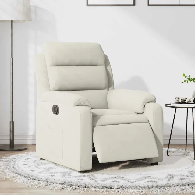 vidaXL Fauteuil verstelbaar elektrisch stof crèmekleurig