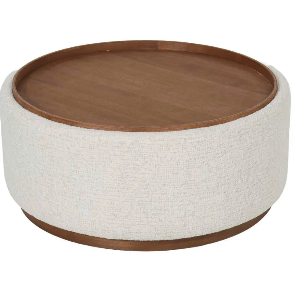 Giga Meubel Salontafel Marcia - Rond Beige/Walnoot - Incl. Opbergruimte - Ø83cm, foto 7