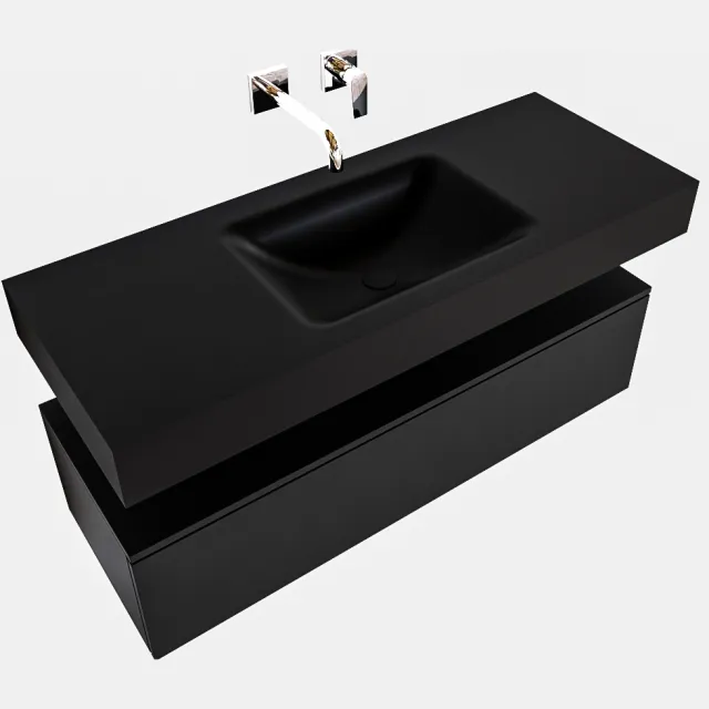 Boss & Wessing Badkamermeubel BWS Ibiza 120 cm Solid Surface Wastafel Mat Zwart (acht varianten)