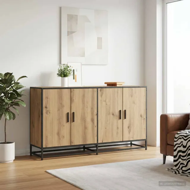 vidaXL Dressoir Artisanaal eiken 134 x 35 x 76 cm Bewerkt hout Bruin