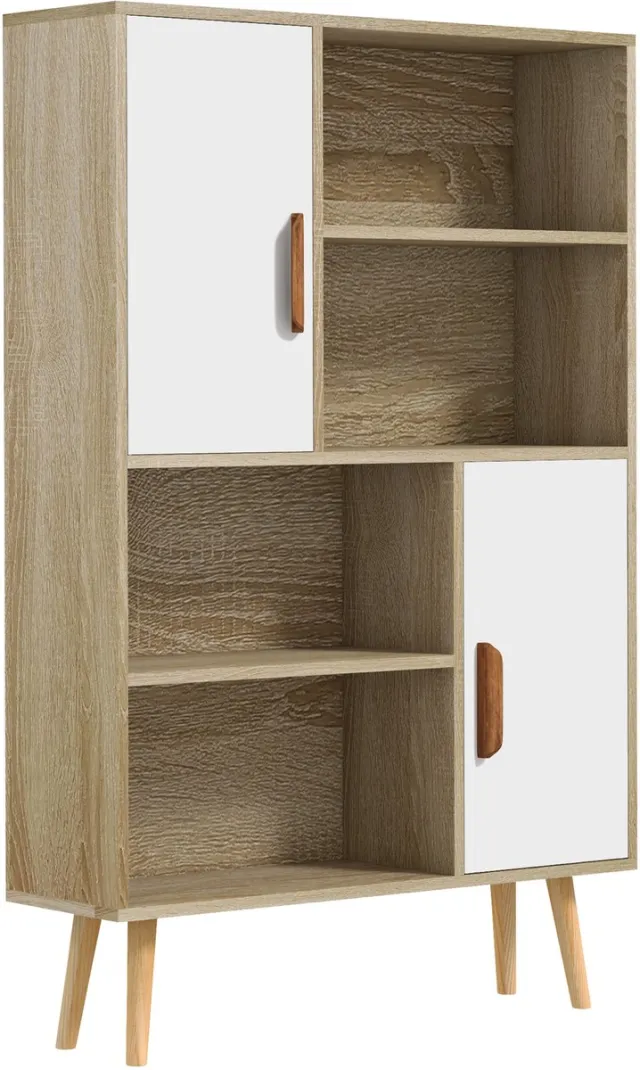 Homcom Boekenkast - Hout - 80x24x123cm - Eikenhout Eikenhoutkleur