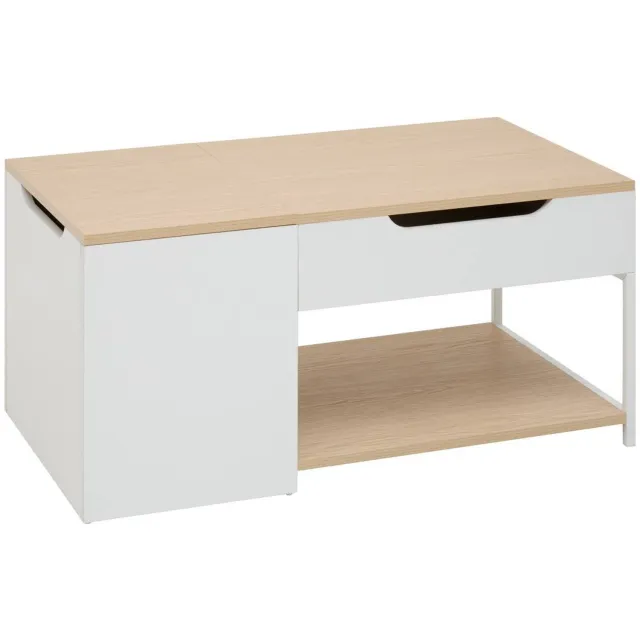 5 Five Simply Smart Rechthoekige Luma-salontafel met verstelbaar blad, 50 x 90 cm, wit Blanc