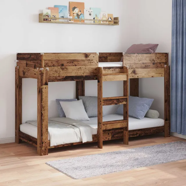 vidaXL Bunk Bed voor Kinderen Oudhout 75 x 190 cm Bewerkt hout Bruin