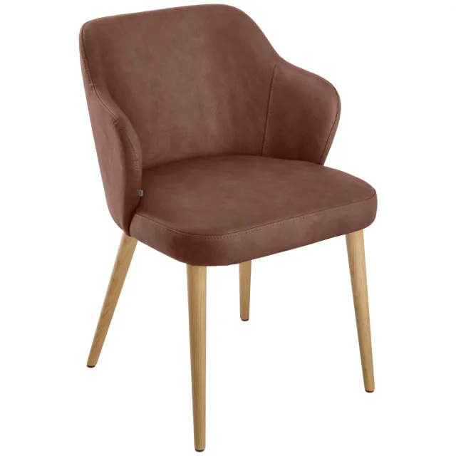 Vega Gestoffeerde stoel Katya kunstleer; 55x58x81 cm (BxDxH); zitting bruin, frame bruin
