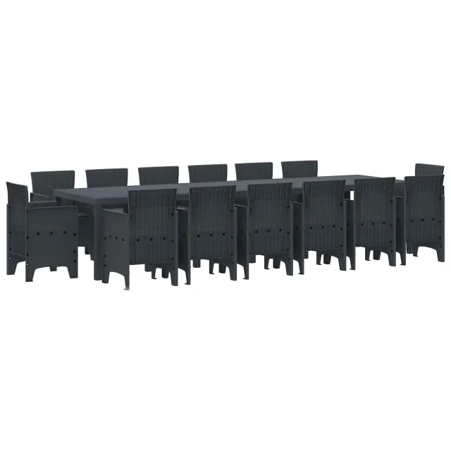 vidaXL Tuin Eetset 15 st Antraciet Polt riet Anthraciet