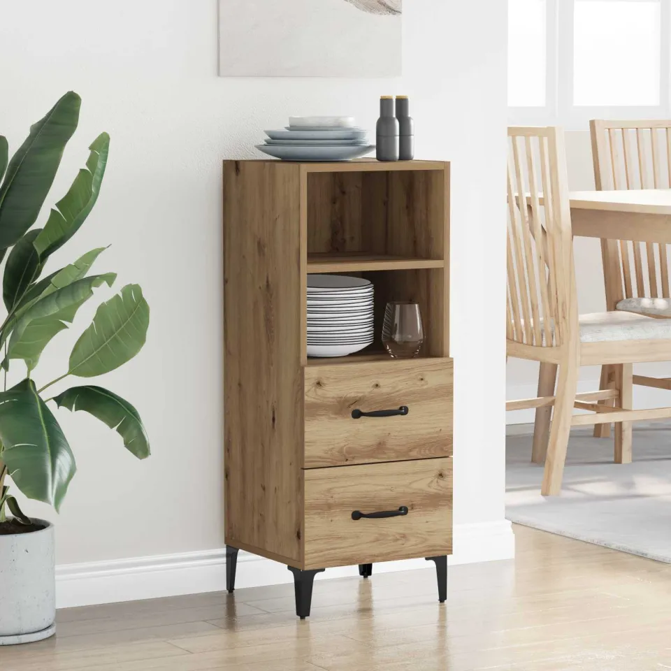 vidaXL Dressoir artisanaal eikenkleurig 34 x 34.5 x 90 cm Bewerkt hout, foto 3