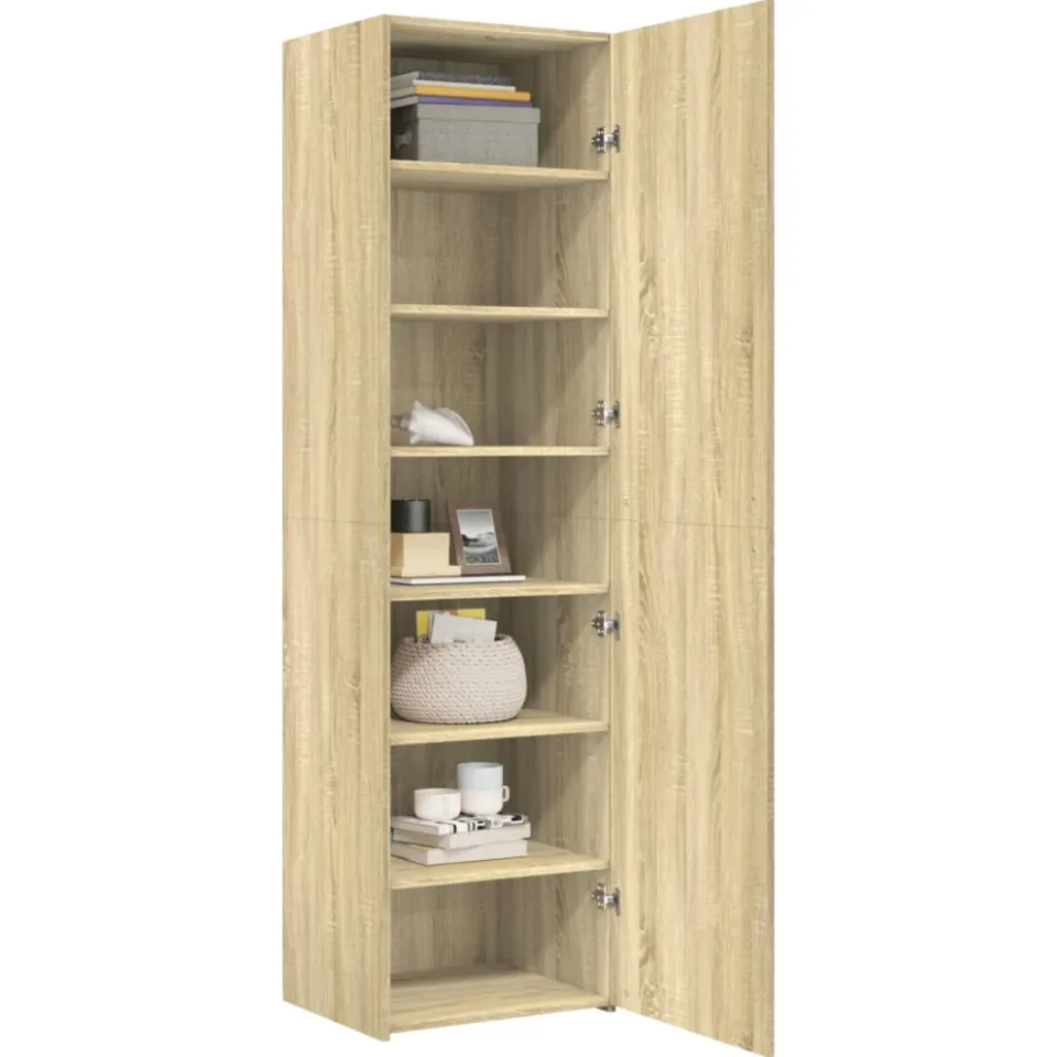 vidaXL Hoge kast 50x42,5x185 cm bewerkt hout sonoma eikenkleurig Bruin
