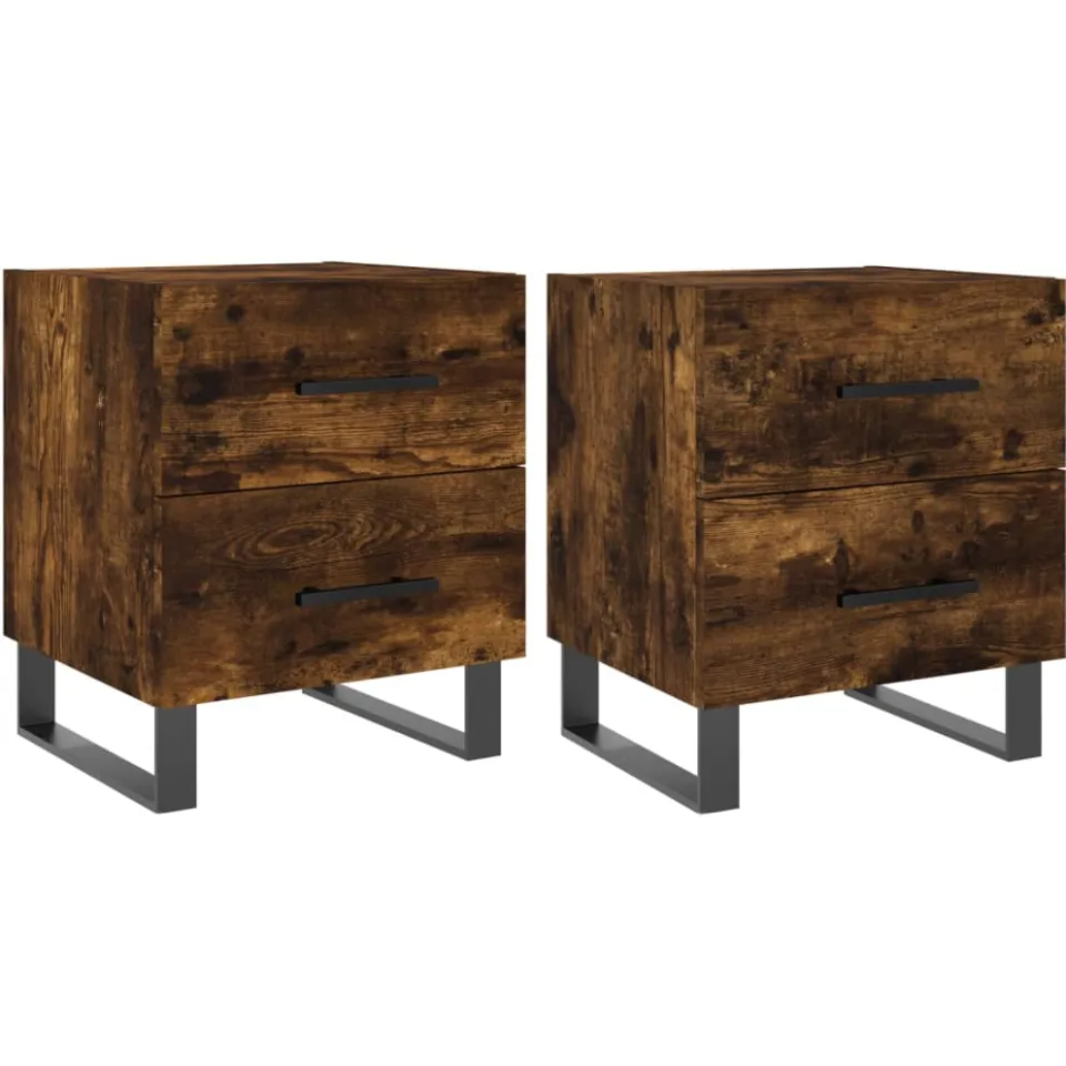 vidaXL Nachtkastjes 2 st 40x35x47,5 cm bewerkt hout gerookt eikenkleur, foto 3