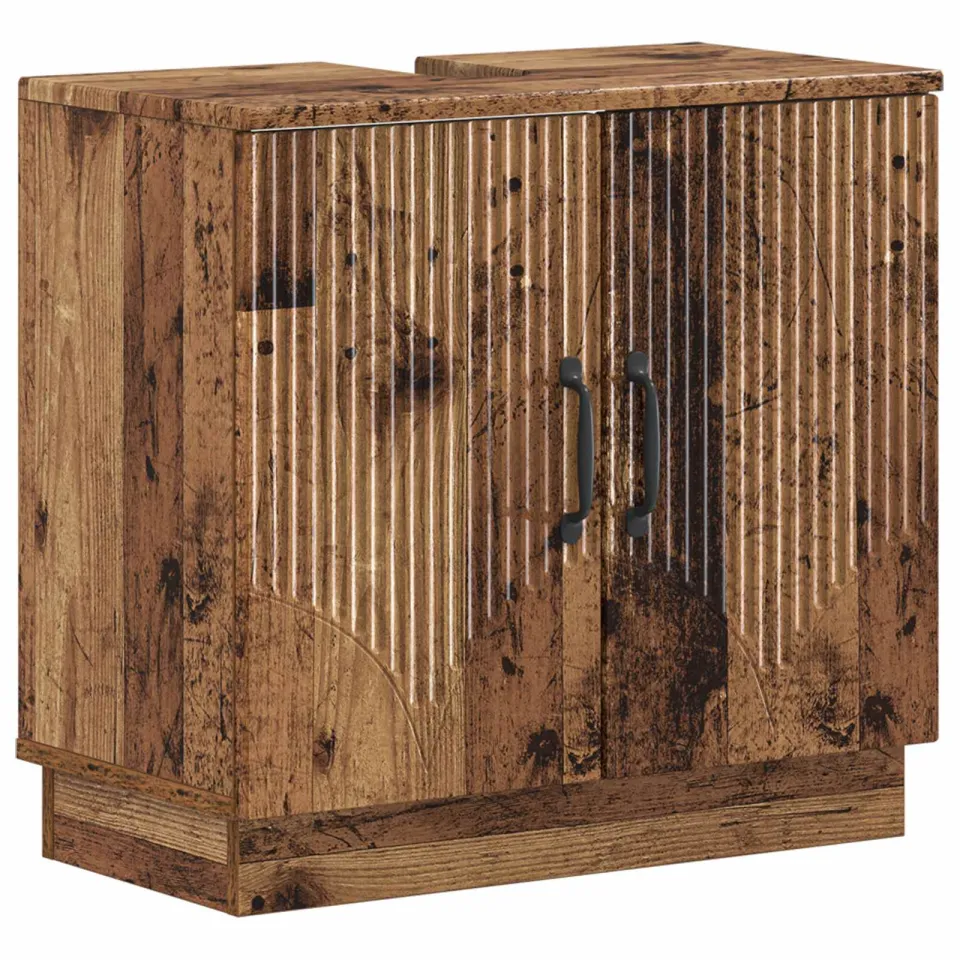 vidaXL Badkamer wastafelkast HOORN Oud hout 59,5 x 31,5 x 56 cm bruin, foto 3
