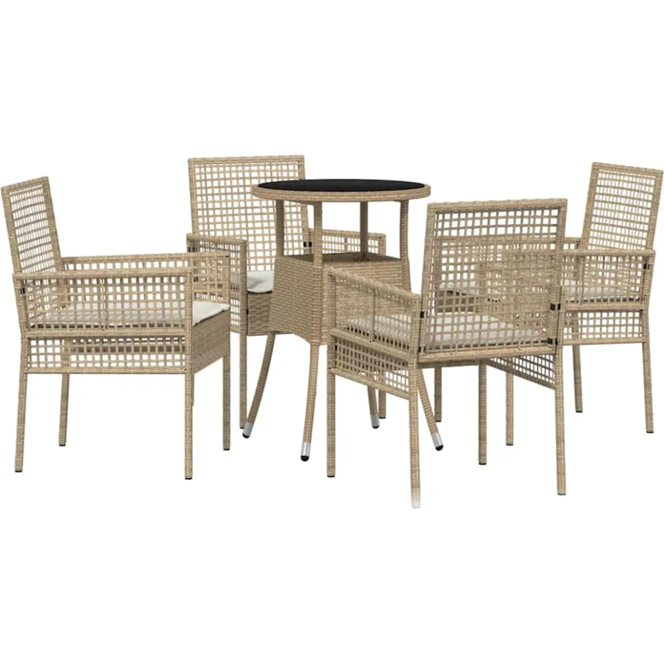 vidaXL Tuin eettafelset 5 st Beige poly rattan, foto 3