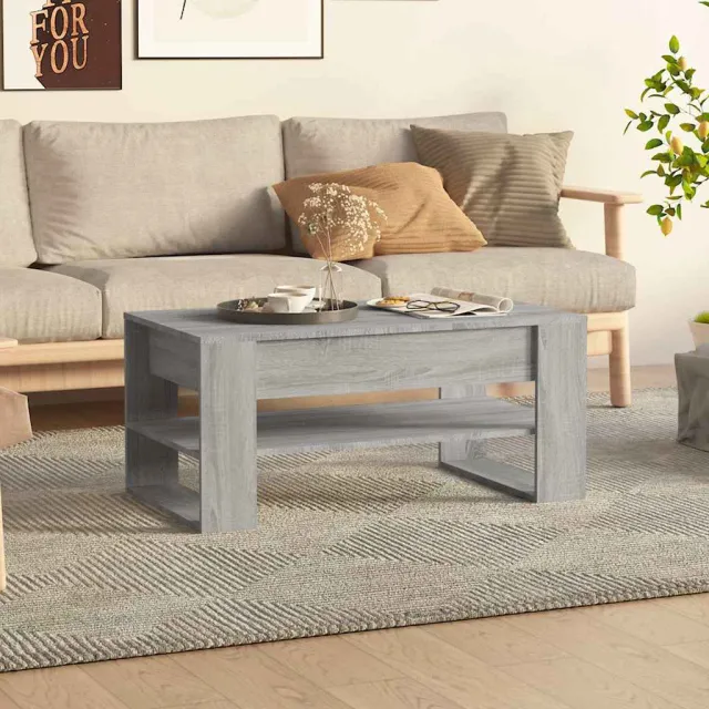 vidaXL Salontafel 102x55x45 cm bewerkt hout grijs sonoma eikenkleurig, foto 2